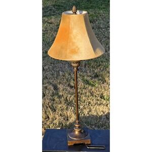 Vintage Table Lamp 31 1/2" Brown With Solid Beige Shade